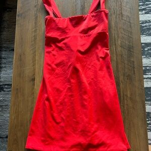 Oh Polly-VIOLETTA’-Tie Up Back Mini Dress in Red